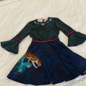 NWOT Ted Baker dress size 0 with a jungle like motif.